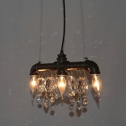 North American Style Creative 3 Light Pendant In Pipe Design