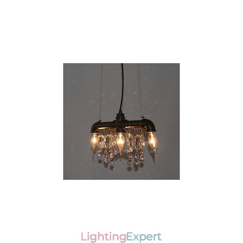 North American Style Creative 3 Light Pendant In Pipe Design