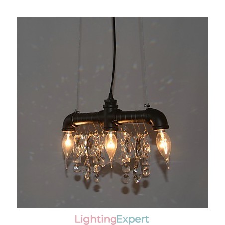 North American Style Creative 3 Light Pendant In Pipe Design