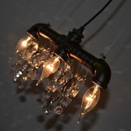 North American Style Creative 3 Light Pendant In Pipe Design