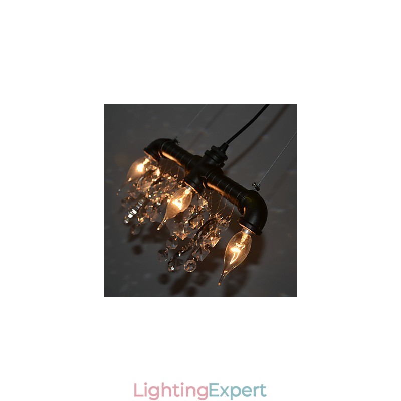 North American Style Creative 3 Light Pendant In Pipe Design