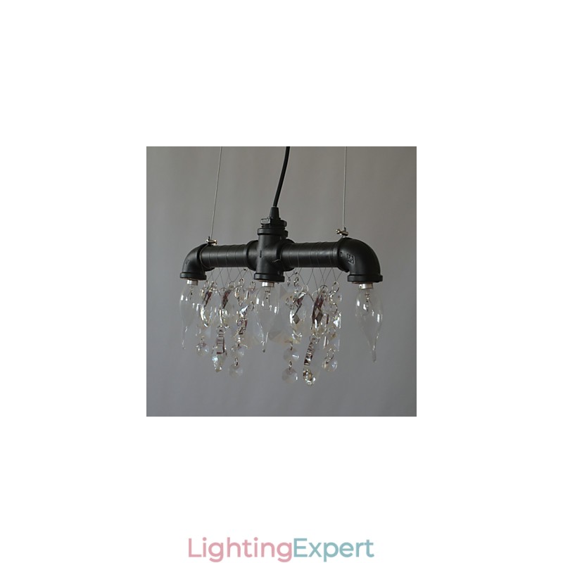 North American Style Creative 3 Light Pendant In Pipe Design