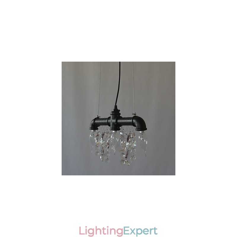North American Style Creative 3 Light Pendant In Pipe Design