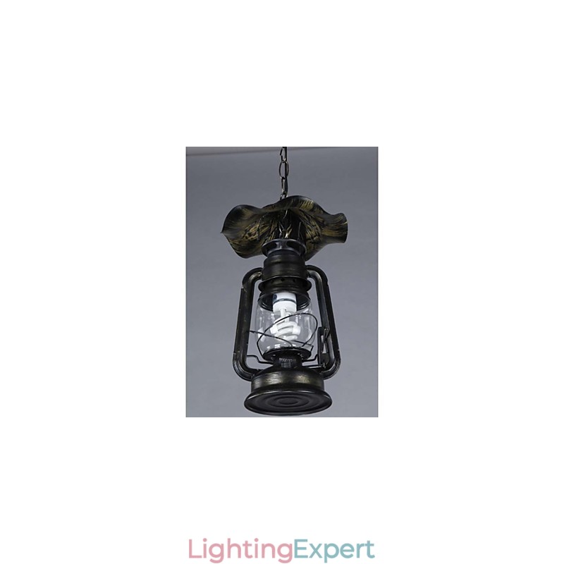Vintage Brass Lantern Pendant Light with 1 Light