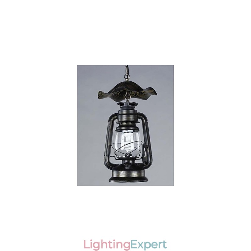 Vintage Brass Lantern Pendant Light with 1 Light