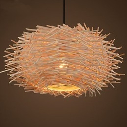 Chandelier Mini Style Lantern Wood Bamboo