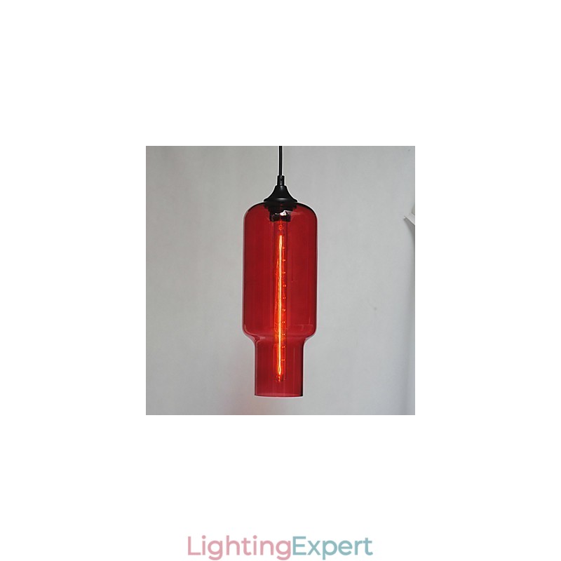 Modern Glass Pendant Light in Brown Bubble Design