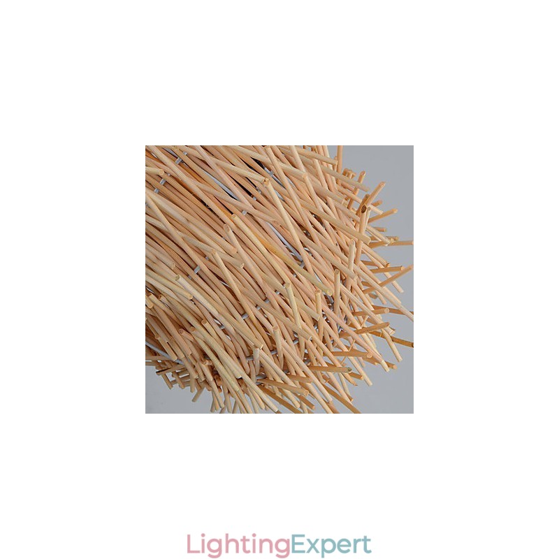 Chandelier Mini Style Lantern Wood Bamboo