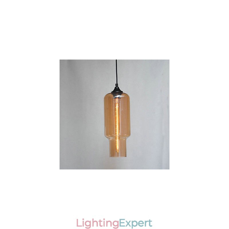 Modern Glass Pendant Light in Brown Bubble Design