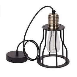 American industrial vintage cafe buffet ideas wrought iron cage Pendant Light Sitting