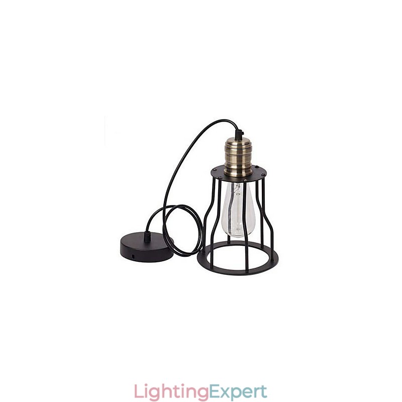 American industrial vintage cafe buffet ideas wrought iron cage Pendant Light Sitting