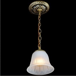 Bronze Pendant Light Pattern Glass Shade European Retro Classic