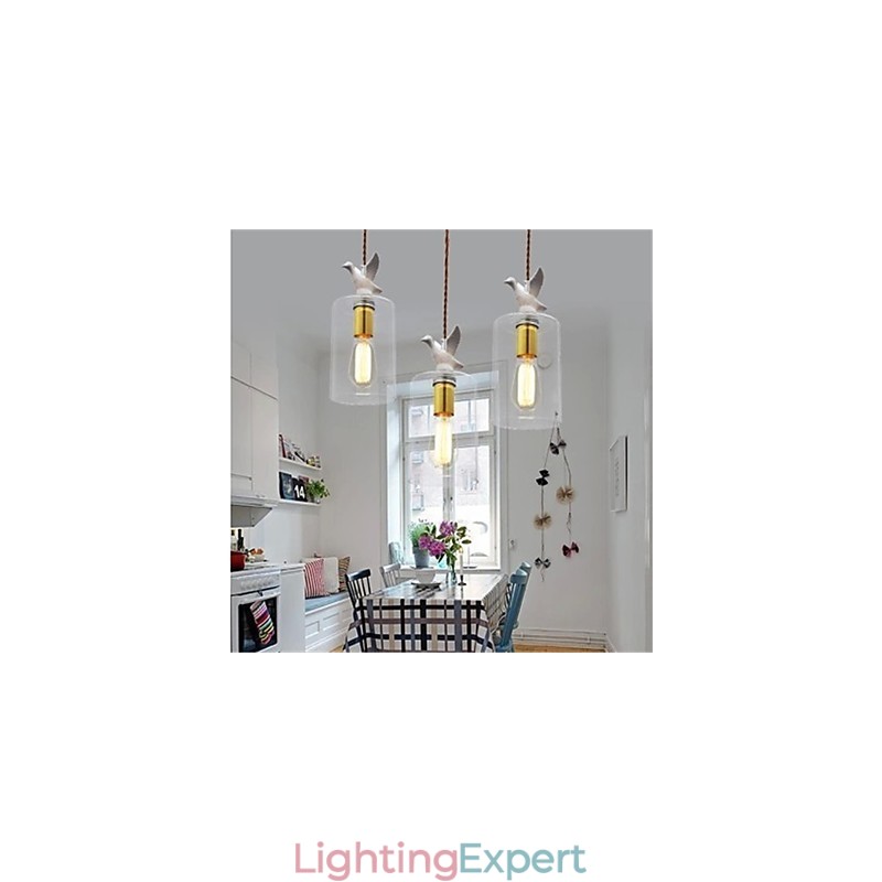 Creative bird Glass Chandelier Pendant Light with Glass Shade