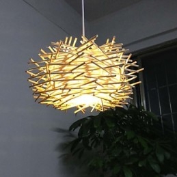 Contemporary and contracted droplight 1 light wooden hand woven
