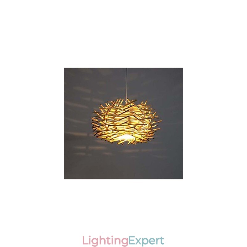 Contemporary and contracted droplight 1 light wooden hand woven