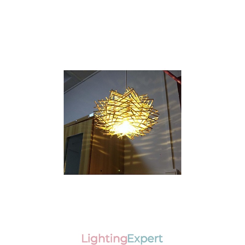 Contemporary and contracted droplight 1 light wooden hand woven