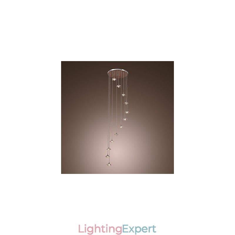 Modern Contemporary Crystal Mini Style Chrome Metal Pendant Light