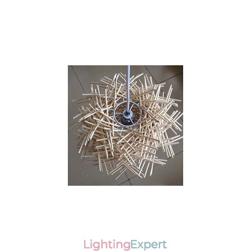 Contemporary and contracted droplight 1 light wooden hand woven