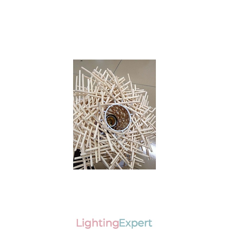 Contemporary and contracted droplight 1 light wooden hand woven