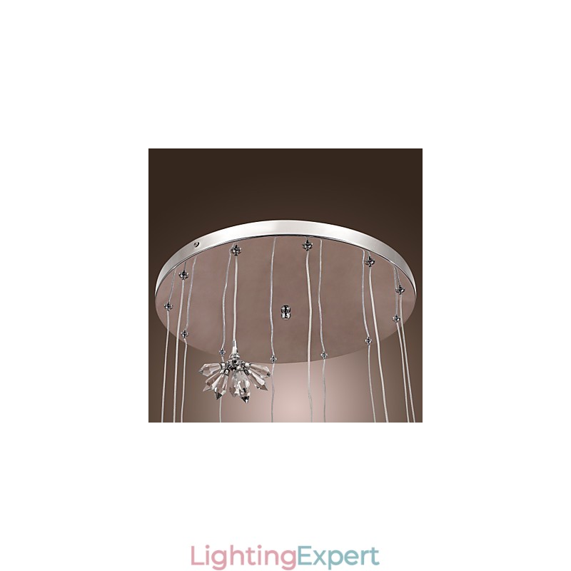 Modern Contemporary Crystal Mini Style Chrome Metal Pendant Light