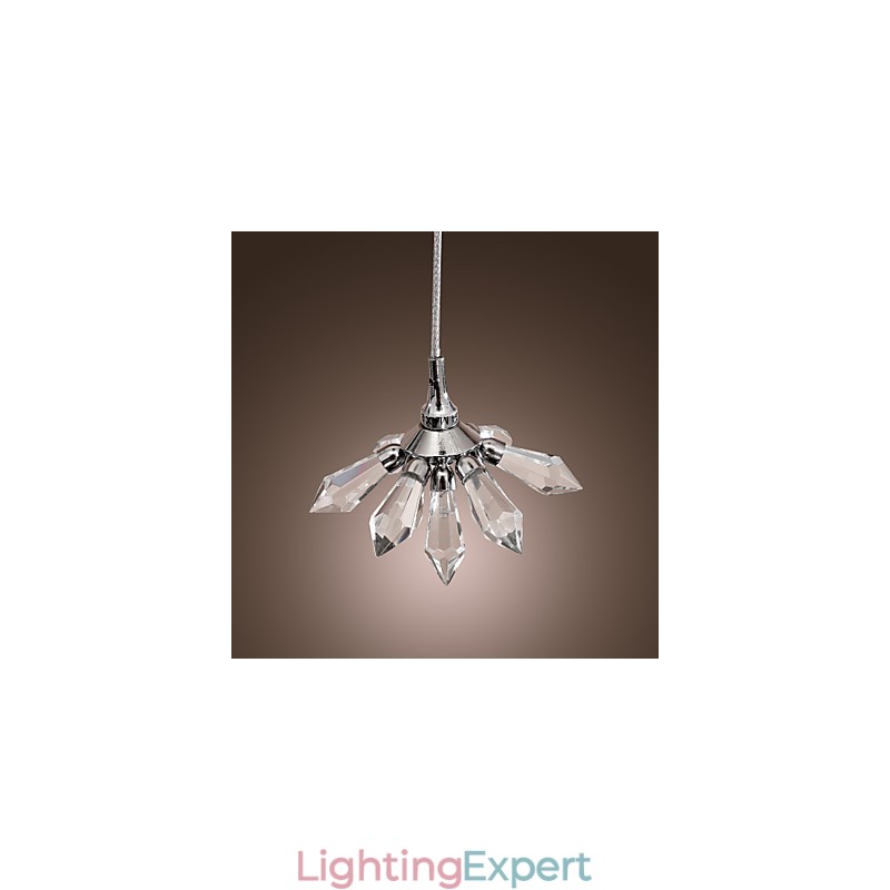 Modern Contemporary Crystal Mini Style Chrome Metal Pendant Light
