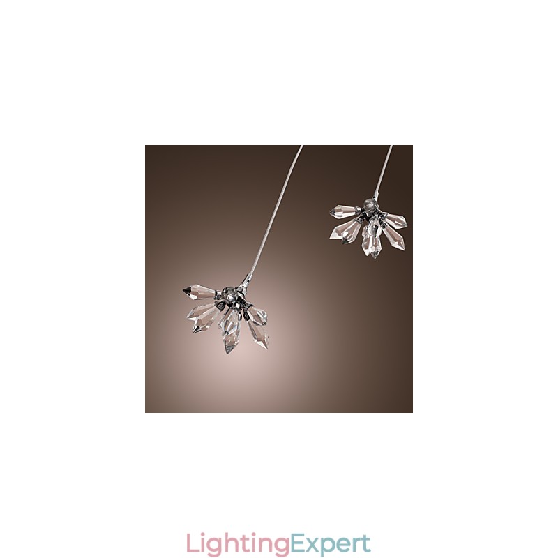 Modern Contemporary Crystal Mini Style Chrome Metal Pendant Light