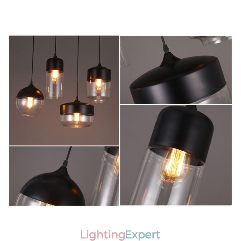 The Nordic Creative Stair Shop'S Art Wrought Iron Glass Chandelier Lamp