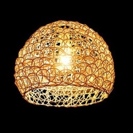 Modern Rural Cany Art Woven Rattan Single Head Droplight Lamp