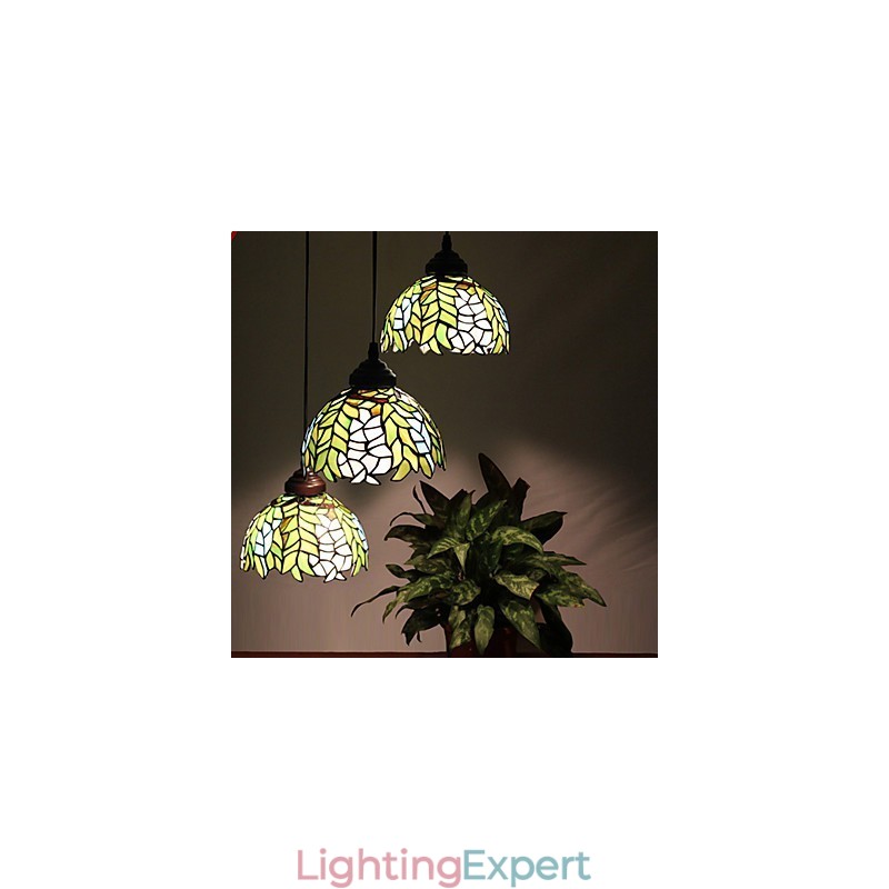European Rural Creative Arts Stained Glass Chandelier Restoring Ancient Ways Lamp Light