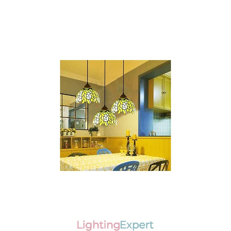 European Rural Creative Arts Stained Glass Chandelier Restoring Ancient Ways Lamp Light