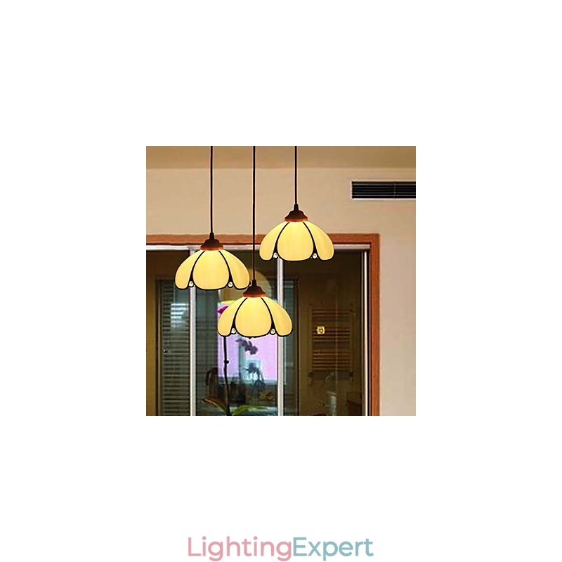 European Rural Creative Arts Stained Glass Chandelier Restoring Ancient Ways Lamp Light