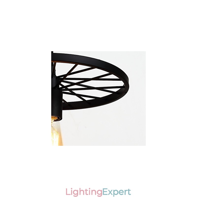 Loft Retro Pendant Lamps American country wrought iron Chandelier industrial style wheel