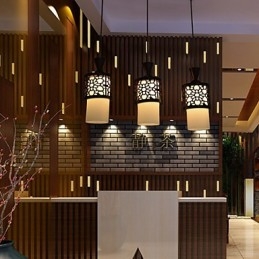 Modern Chinese Style Classical Solid Wood Drum Creative Single Head Droplight Lamp Light