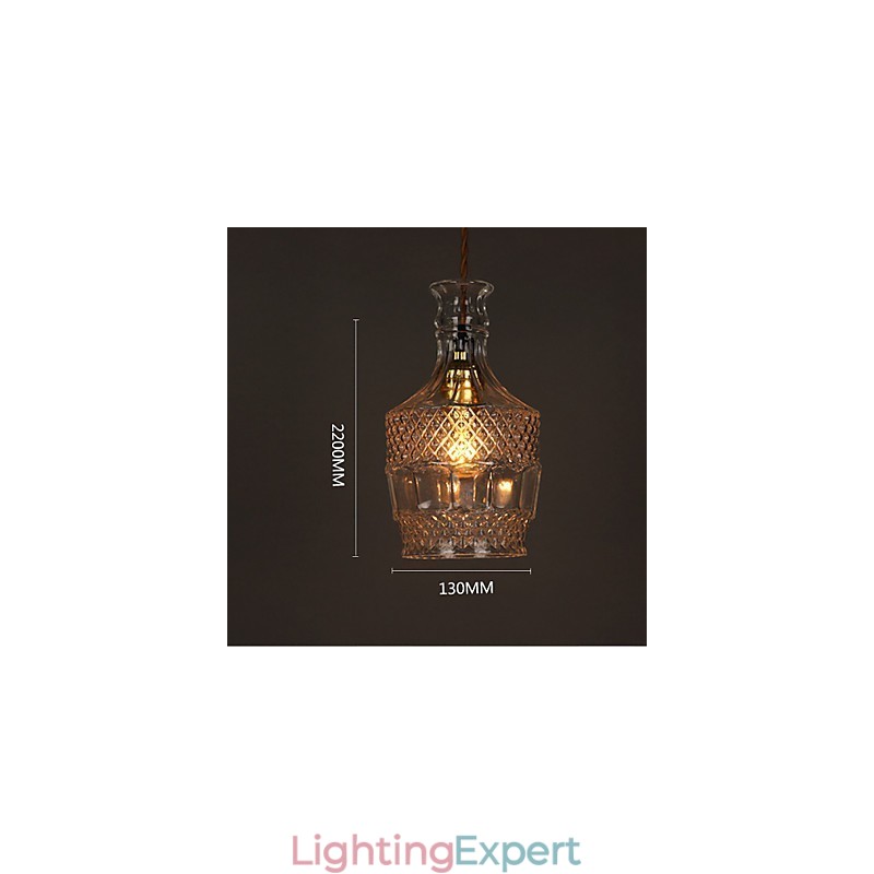 Romantic Bottle Creative Carved Art Glass Chandelier Light Pendant Light
