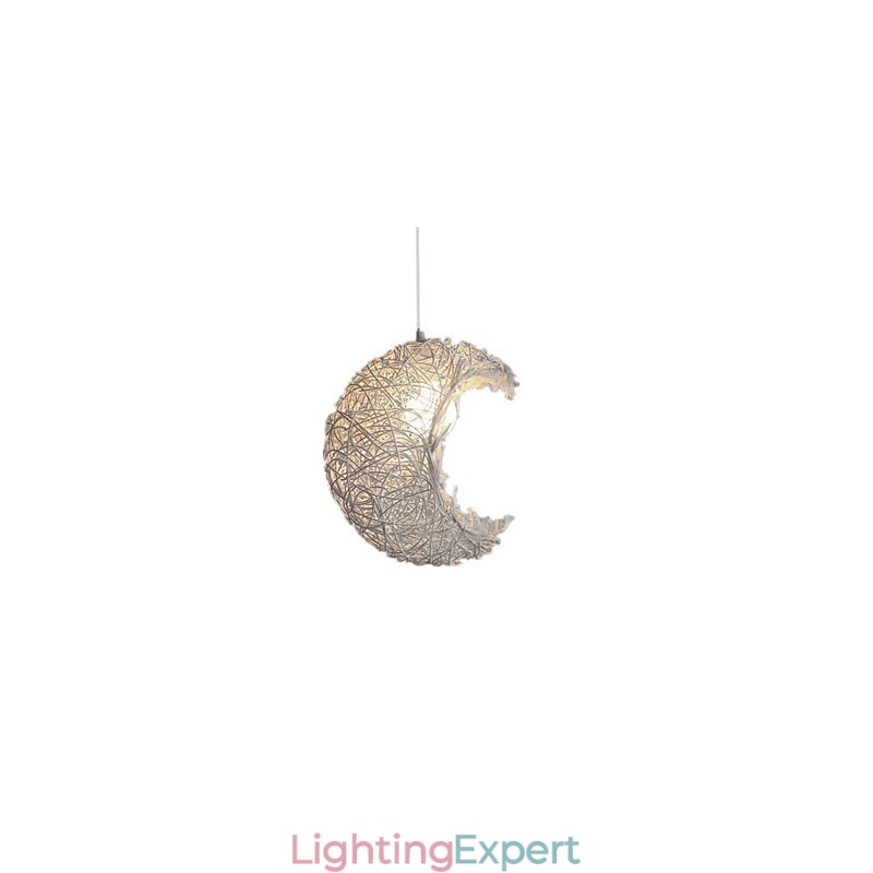 Modern Rural Cany Art Woven Rattan Single Head Droplight Lamp