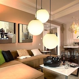 Glass Ball Chandelier Spherical Light Simple Single Head Droplight Lamp Lighting