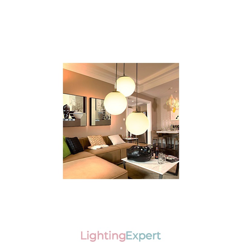 Glass Ball Chandelier Spherical Light Simple Single Head Droplight Lamp Lighting