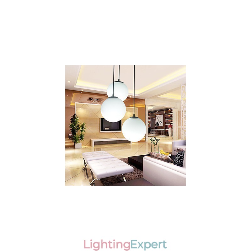 Glass Ball Chandelier Spherical Light Simple Single Head Droplight Lamp Lighting