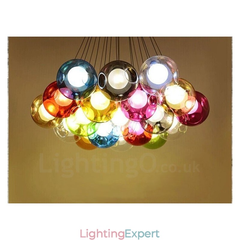 Creative The Nordic Color Restoring Ancient Ways Goldfish Bowl Glass Creative Droplight Lamp Light (If you order multiple glass balls it will come with one pendant fixed) (Please select the Quantity and Colour of the glass ball below)