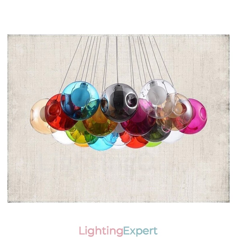 Creative The Nordic Color Restoring Ancient Ways Goldfish Bowl Glass Creative Droplight Lamp Light (If you order multiple glass balls it will come with one pendant fixed) (Please select the Quantity and Colour of the glass ball below)