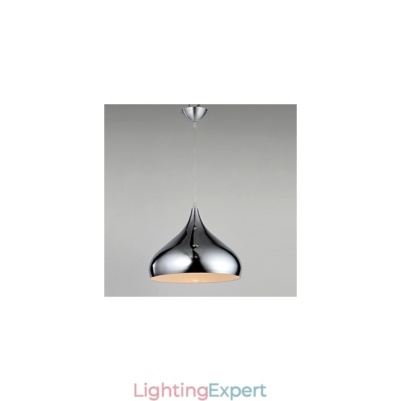 Modern Contemporary Mini Style Chrome Metal Pendant Light