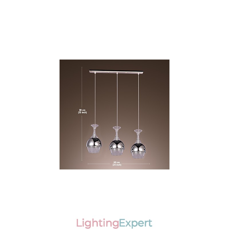 French Style Creative 3 Light Pendant in Shape Of Goblet