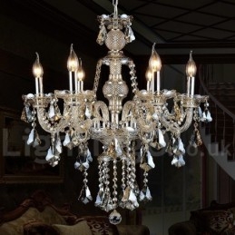 Retro Vintage Cognac Color K9 Crystal Modern Chandelier with 6 Lights