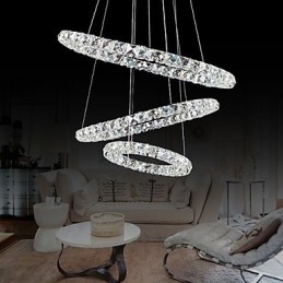 44W Modern Contemporary Crystal Chrome Metal Pendant Light
