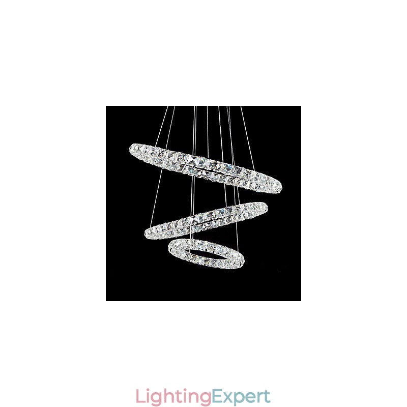 44W Modern Contemporary Crystal Chrome Metal Pendant Light