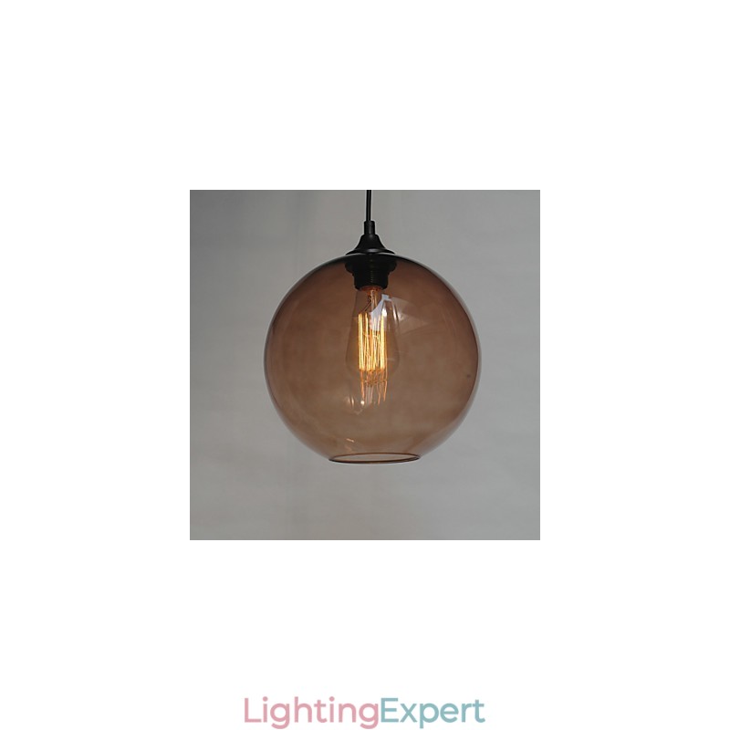 Modern Glass Pendant Light in Round brown Bubble Design