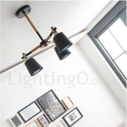 3 Light Modern Contemporary Wood Chandelier Light