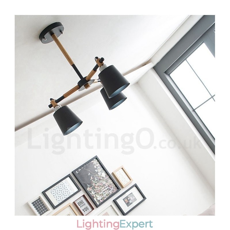 3 Light Modern Contemporary Wood Chandelier Light