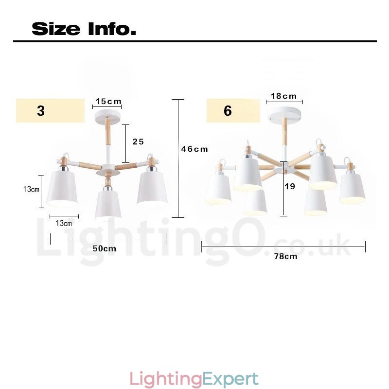 Modern Contemporary Wood 6 Light Chandelier Lamp