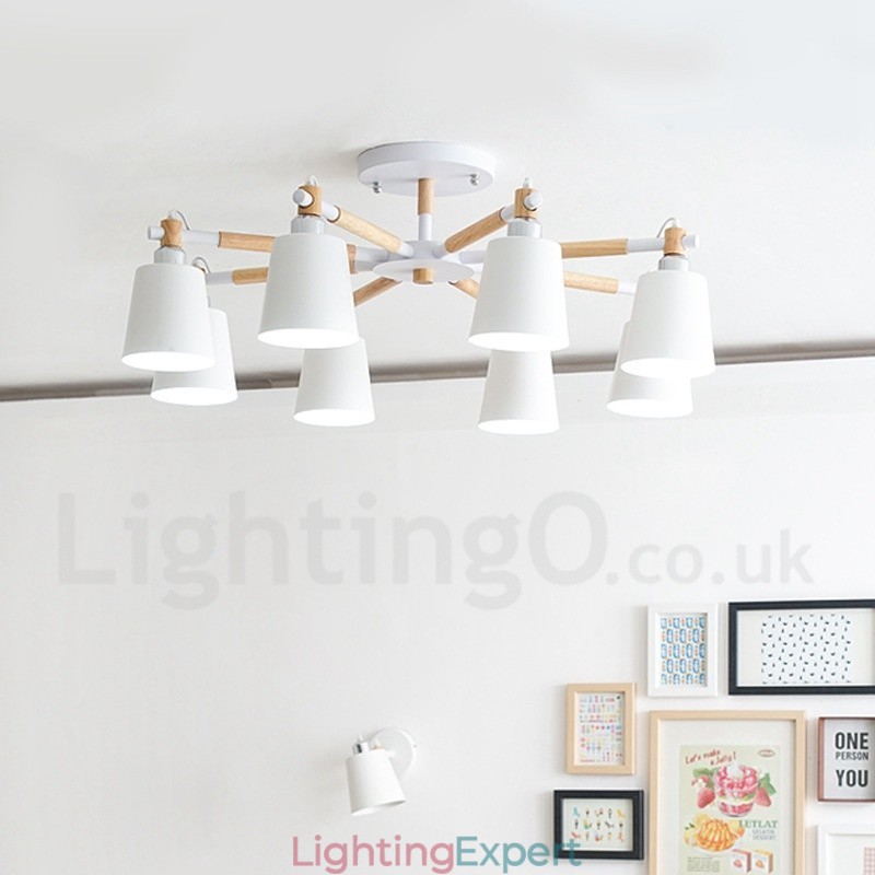 8 Light Modern Contemporary Wood Chandelier